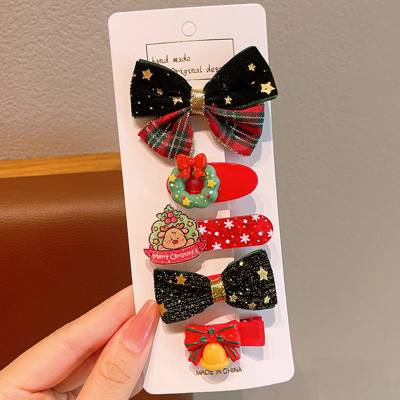 Wholesale Children's Red Bow Christmas Snowman Holiday Dress Up Hair Clips